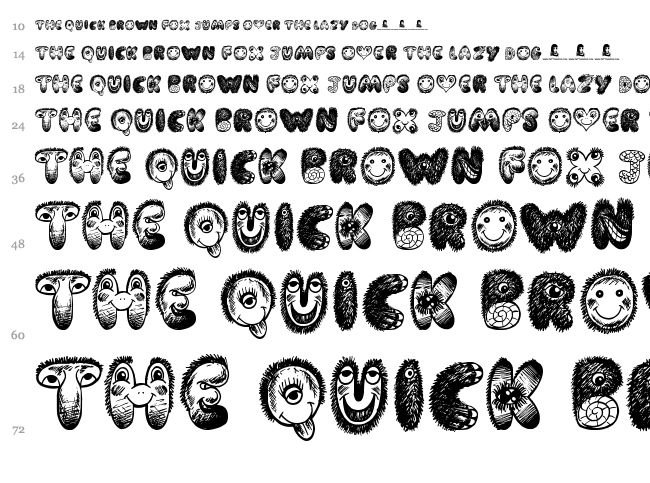 Cartoon Freak font waterfall